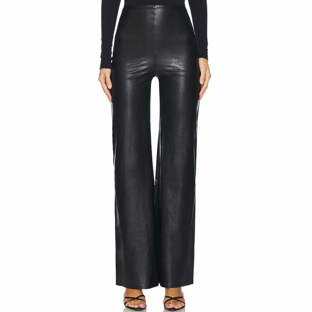 Commando Faux Leather Wide Leg Pants Black Pull On High Rise Size Small